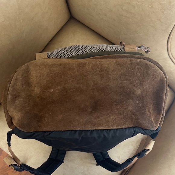 Timberland Canvas Backpack Olive Green/Brown Leather Vintage Hiking Outdoors - Picture 7 of 16